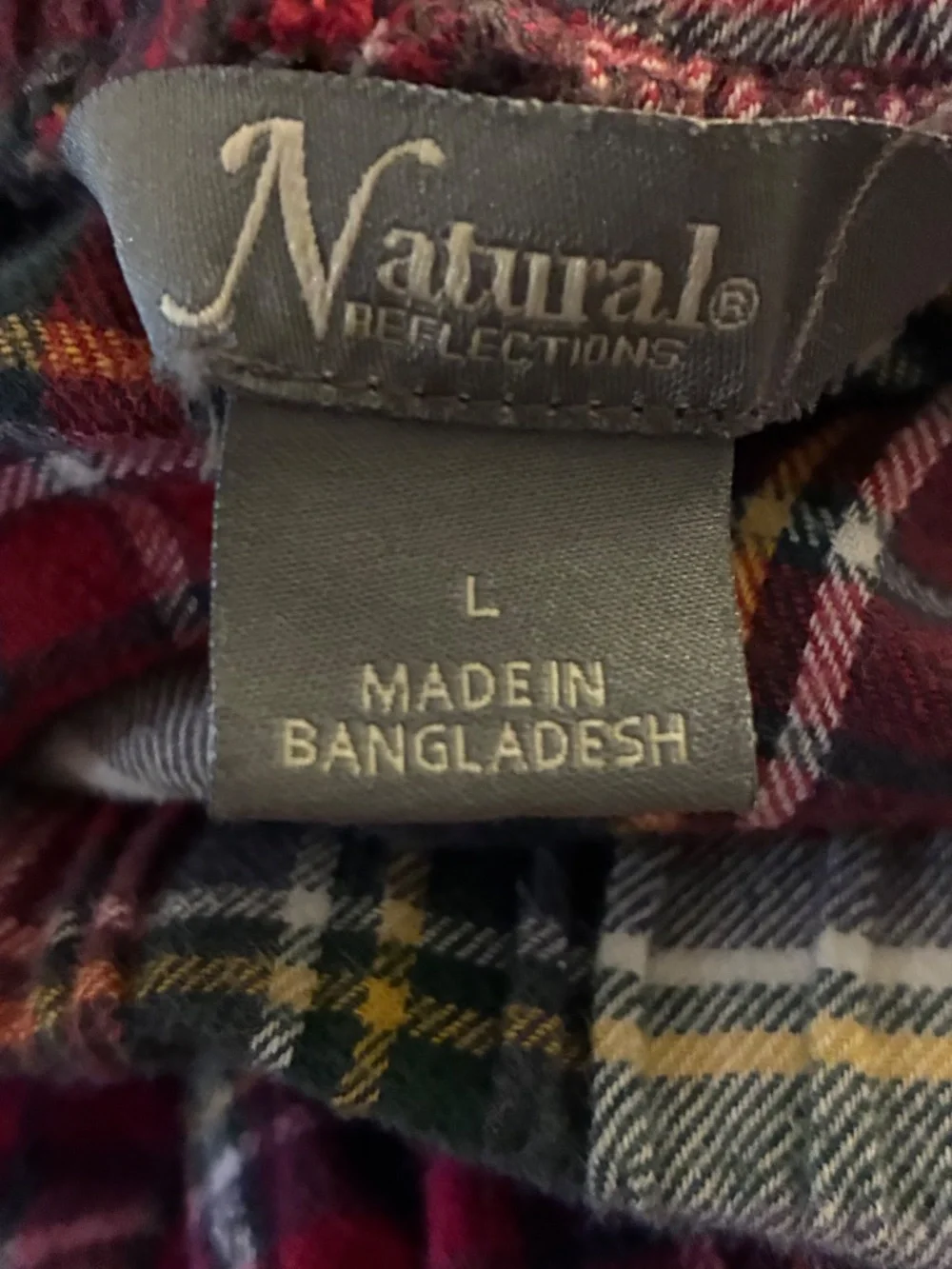 Natural Reflections Adult Lg Classic Red Plaid Design Flannel Lounge Sleep Pants